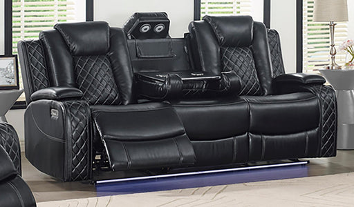 New Classic Furniture Orion Sofa with Dual Recliner in Black - Sims Furniture