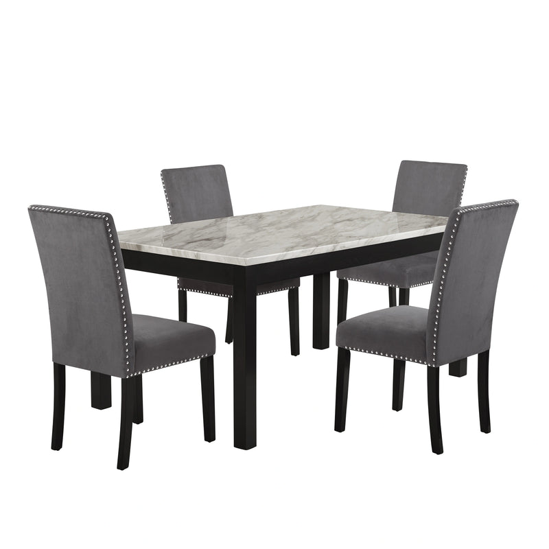 Celeste 64" Dining Table-Espresso/Faux Marble