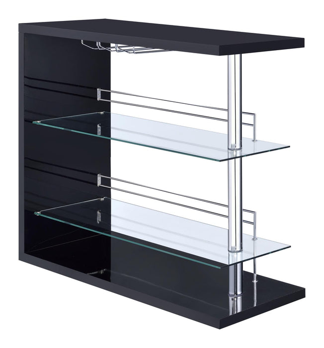 Prescott Rectangular 2-shelf Bar Unit Glossy Black image