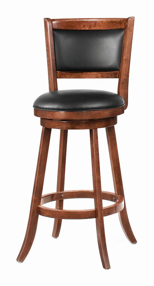 Broxton Upholstered Swivel Bar Stools Chestnut and Black (Set of 2) - Sims Furniture