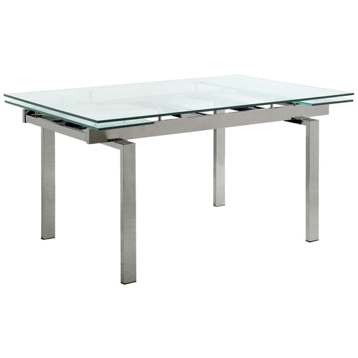 Wexford Glass Top Dining Table with Extension Leaves Chrome image
