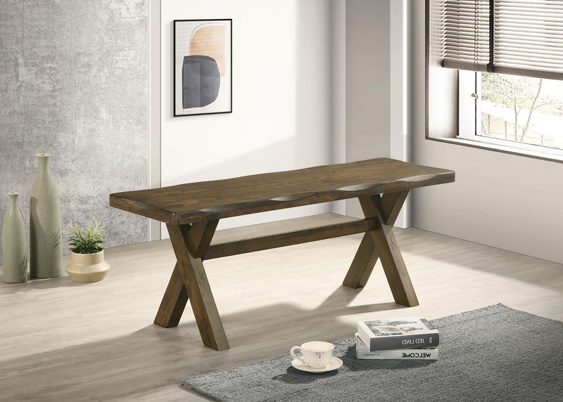 Alston X-shaped Dining Bench Knotty Nutmeg - Sims Furniture