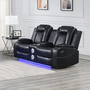 Orion Ii Console Loveseat W/ Dual Recliners-Black