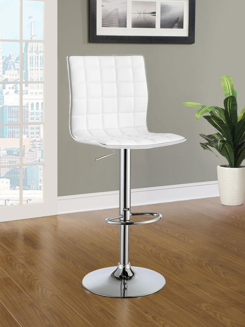 Ashbury Upholstered Adjustable Bar Stools White and Chrome (Set of 2) - Sims Furniture