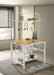 Hollis Kitchen Island Counter Height Table with Pot Rack Brown and White image