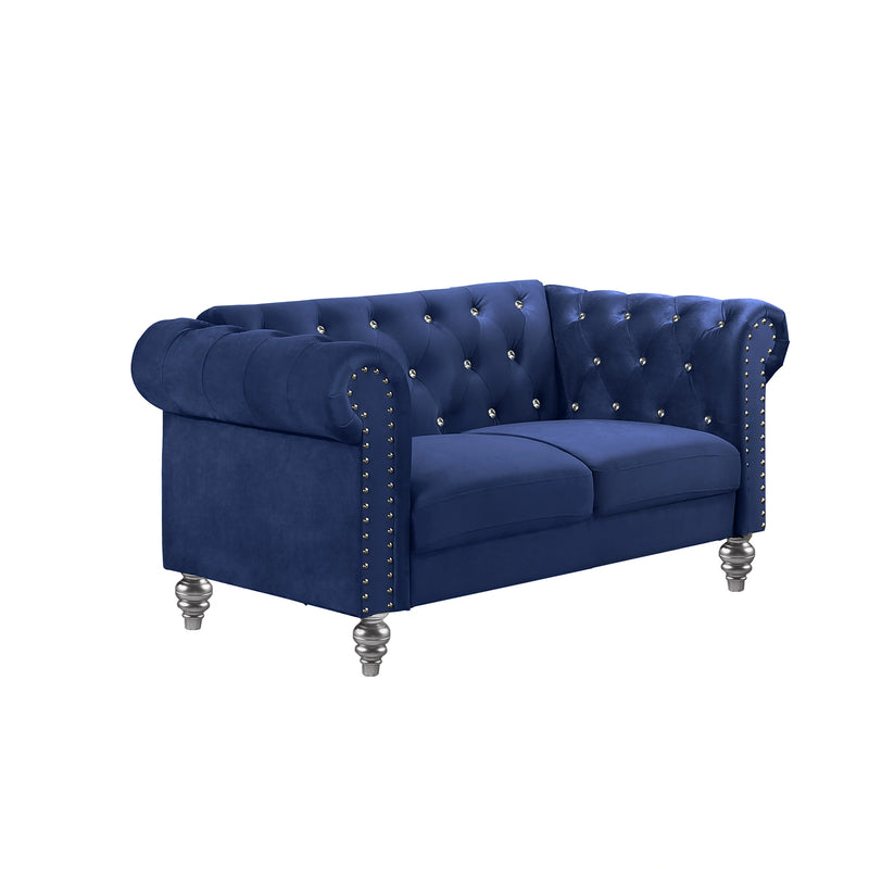 Emma Crystal Loveseat-Royal Blue