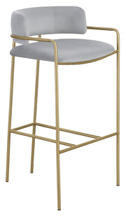Comstock Upholstered Low Back Stool Grey and Gold - Sims Furniture