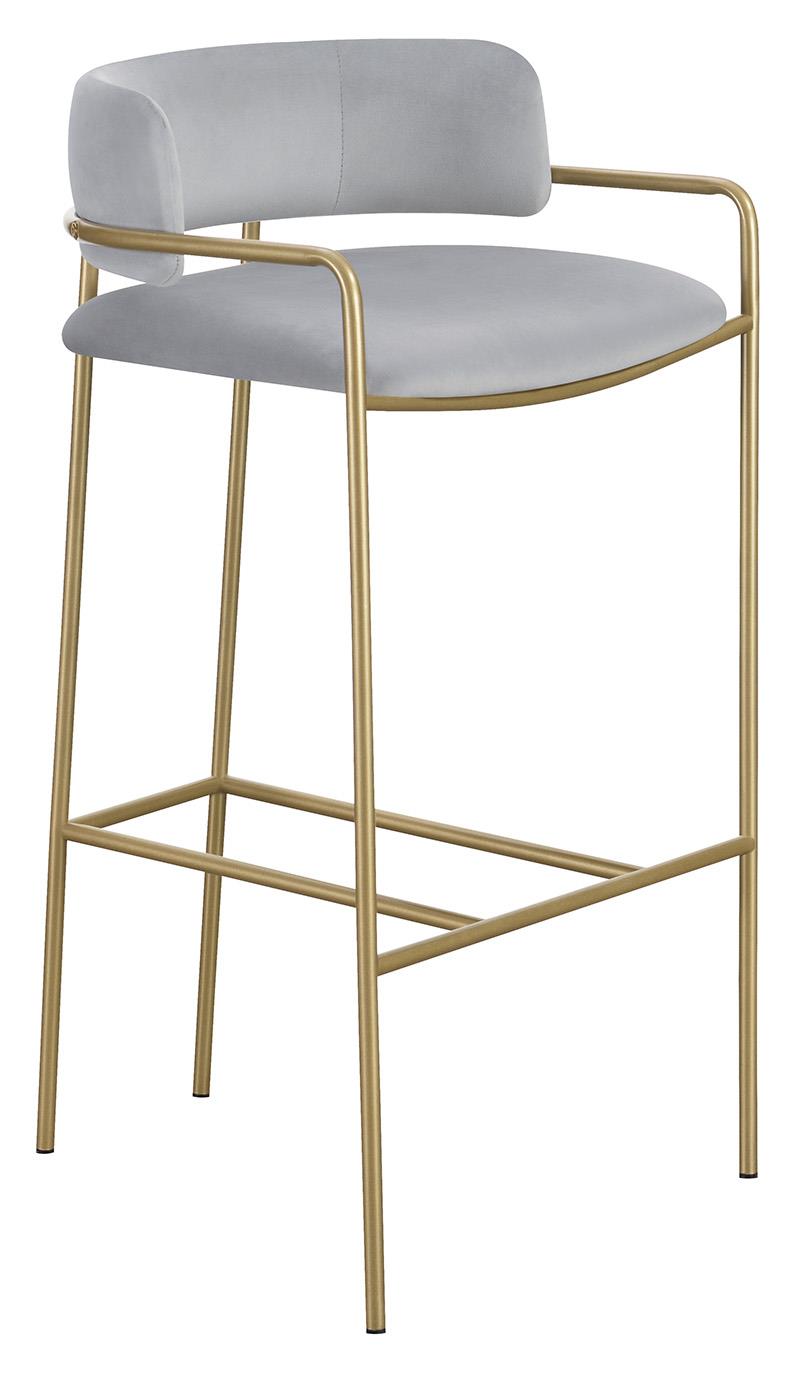 Comstock Upholstered Low Back Stool Grey and Gold - Sims Furniture