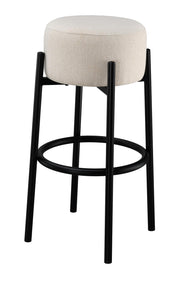 Leonard Upholstered Backless Round Stools White and Black (Set of 2) - Sims Furniture