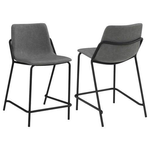 Earnest Solid Back Upholstered Counter Height Stools Grey and Black (Set of 2) image