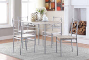 Anna Fontana 5-piece Rectangular Dining Set Brushed Silver - Sims Furniture