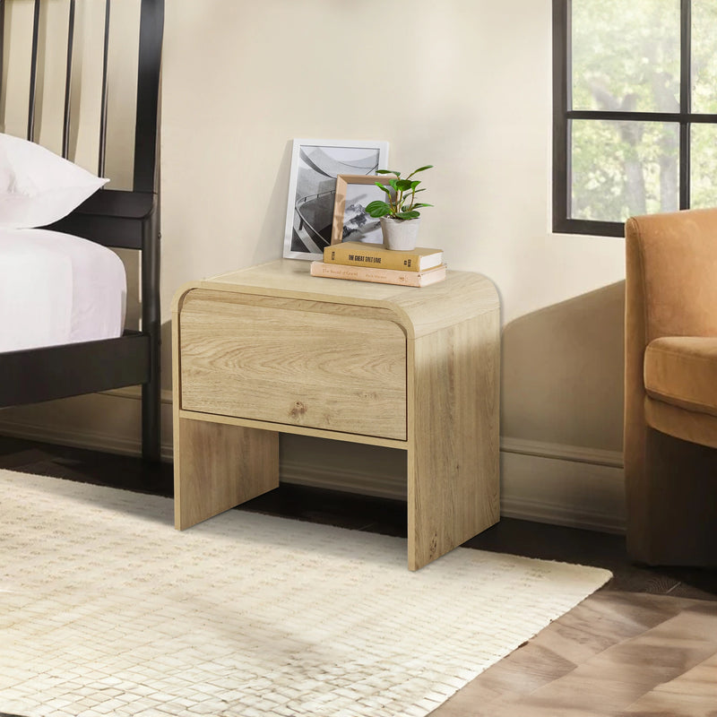 Mara One Drawer End Table / Bedside Table-Natural