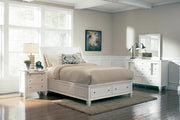 Sandy Beach 4 & 5 Piece Storage Bedroom Set with Sleigh Headboard E.King, Queen, & Cal.King - Sims Furniture