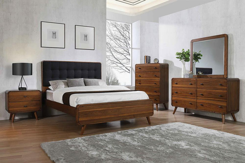 Robyn Bedroom Set with Upholstered Tufted Headboard Dark Walnut - Sims Furniture