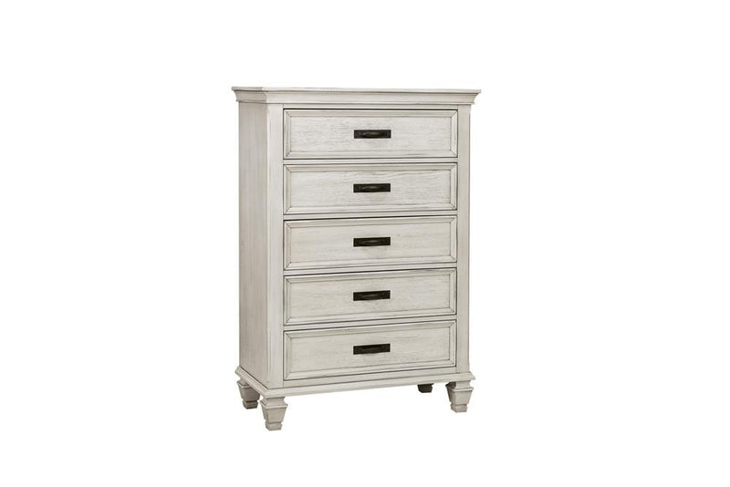 Franco 5-drawer Chest Antique White - Sims Furniture