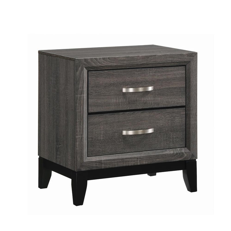 Watson 2-drawer Nightstand Grey Oak and Black - Sims Furniture