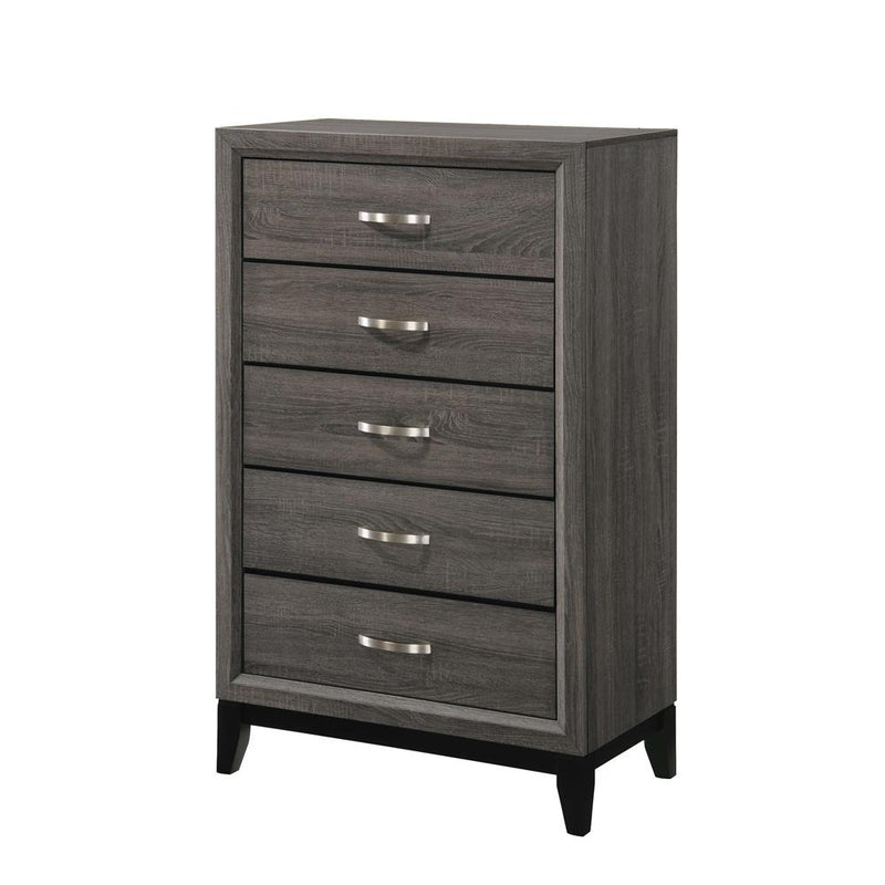 Watson 5-drawer Chest Grey Oak and Black - Sims Furniture