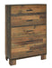 Sidney 5-drawer Chest Rustic Pine image