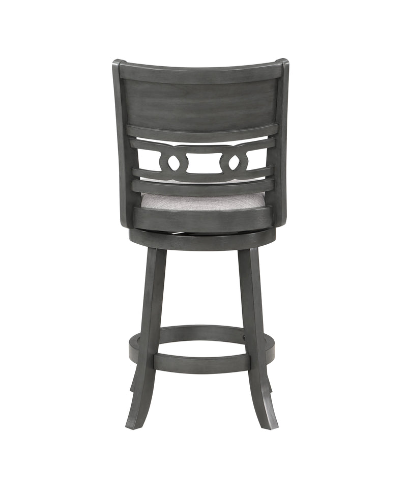 Gia 24" Swivel Counter Stool-Gray W/Gray Fabric Seat