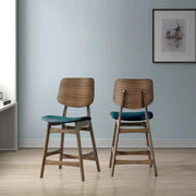Oscar Counter Chair With Forest Green Cushion-Walnut