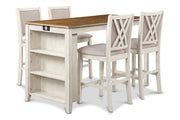 Amy 5 Pc 60" Counter Storage Table+Chairs- Bisque/Brown