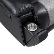 Nikko Sofa W/Dual Recliner-Black/Gray