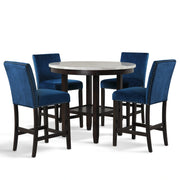 Celeste 42" Round Counter Table-Espresso/Faux Marble