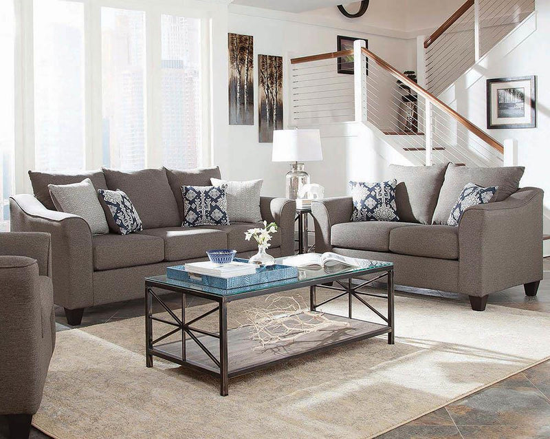 Salizar Upholstered Flared Arm Living Room Set Grey - Sims Furniture