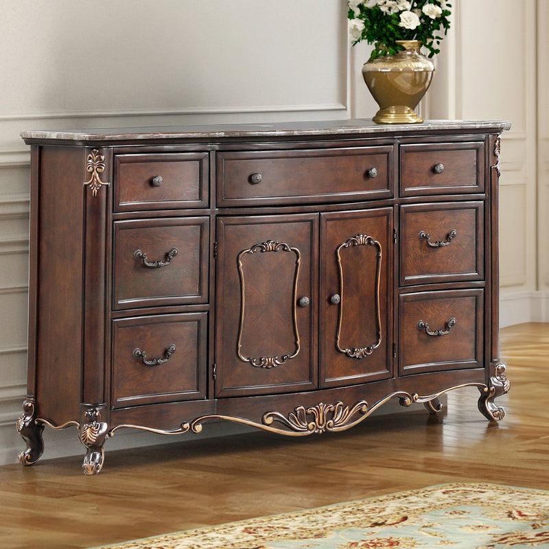 Constantine Dresser W/Marble Top-Cherry