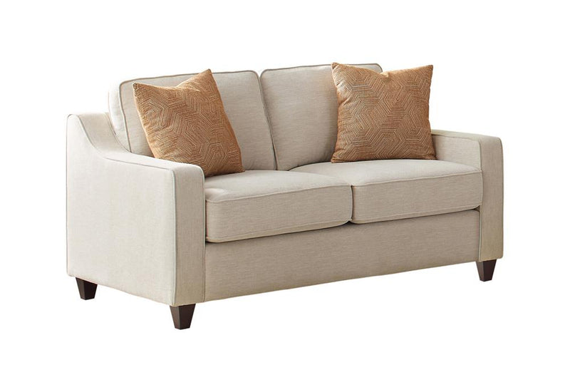 Christine Upholstered Cushion Back Loveseat Beige - Sims Furniture