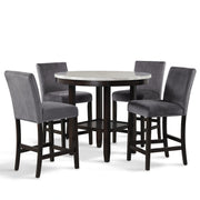 Celeste 42" Round Counter Table-Espresso/Faux Marble