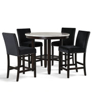 Celeste 42" Round Counter Table-Espresso/Faux Marble