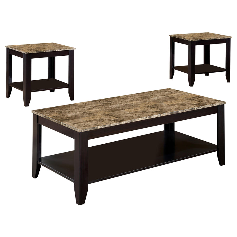 Flores 3-piece Occasional Table Set with Shelf Cappuccino - Sims Furniture