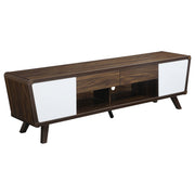 Alvin 2-drawer TV Console Dark Walnut and Glossy White - Sims Furniture
