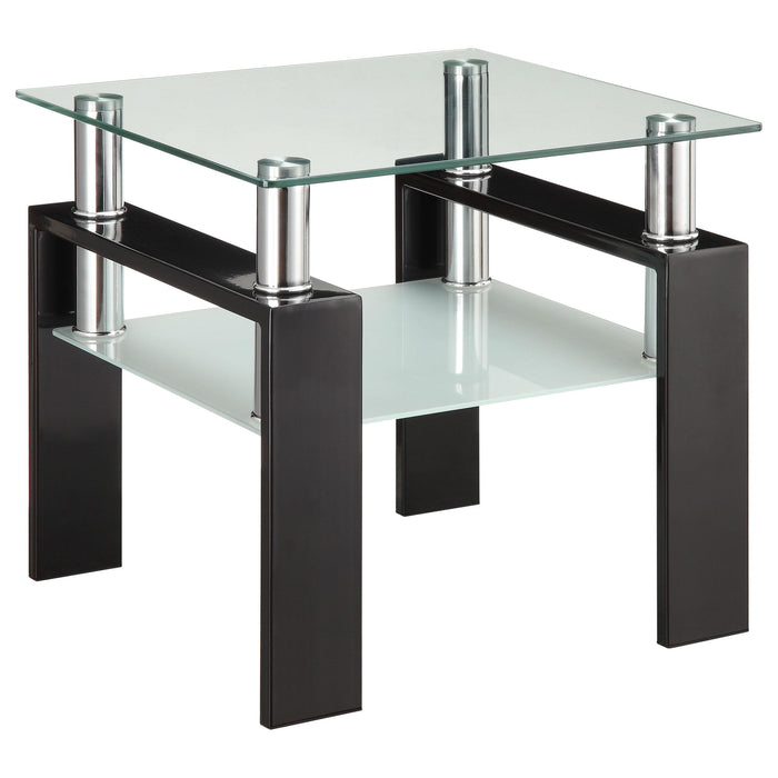 Dyer Tempered Glass End Table with Shelf Black image
