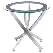 Brooke Glass Top End Table Chrome and Black - Sims Furniture
