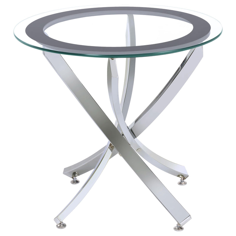 Brooke Glass Top End Table Chrome and Black - Sims Furniture