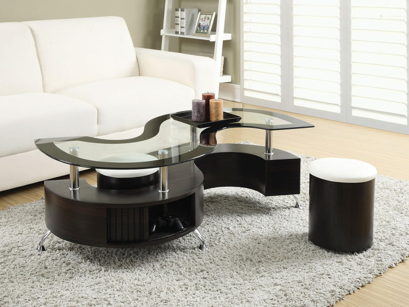 Buckley 3-piece Coffee Table and Stools Set Cappuccino - Sims Furniture
