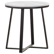 Hugo Metal Base Round End Table White and Matte Black - Sims Furniture