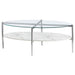 Cadee Round Glass Top Coffee Table White and Chrome image