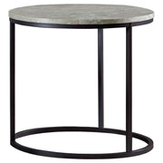 Lainey Faux Marble Round Top End Table Grey and Gunmetal - Sims Furniture