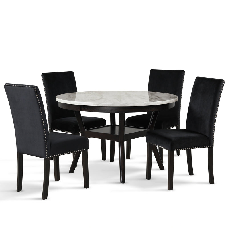 Celeste 48" Round Dining Table-Espresso/Faux Marble