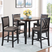 Potomac 42" Round Counter Table & 4 Chairs -Brown/Black