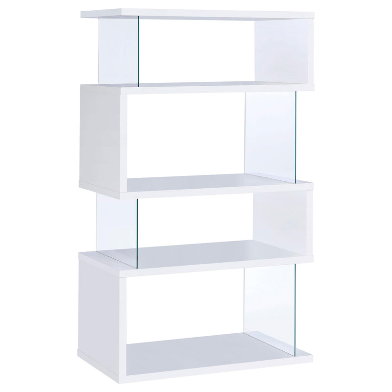 Emelle 4-tier Bookcase White and Clear - Sims Furniture