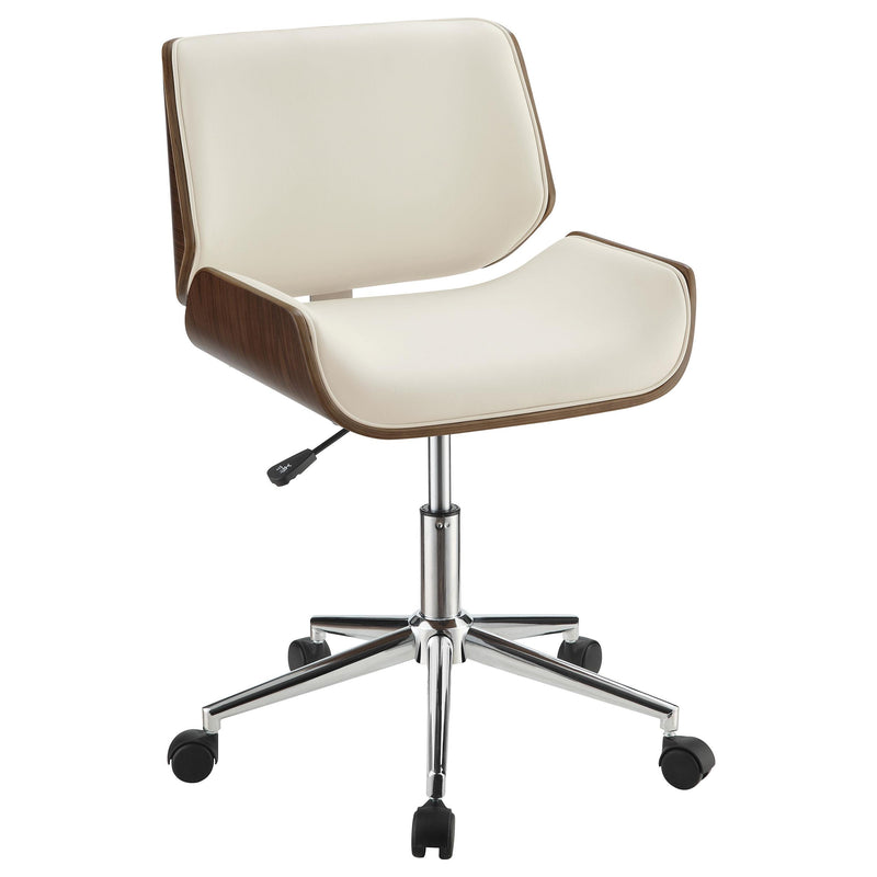 Addington Adjustable Height Office Chair Ecru and Chrome - Sims Furniture