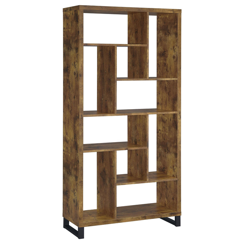 Delwin 10-shelf Bookcase Antique Nutmeg - Sims Furniture