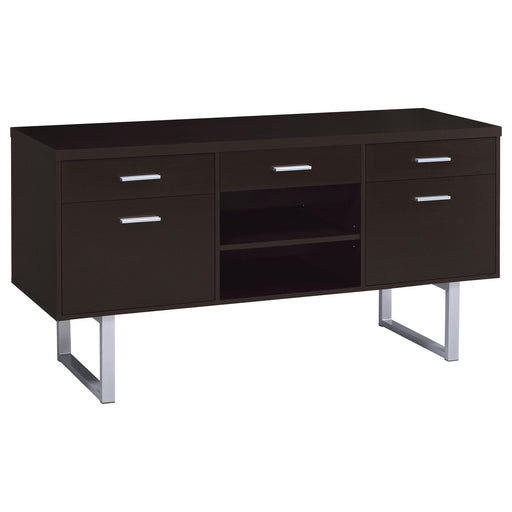 Lawtey 5-drawer Credenza with Adjustable Shelf Cappuccino image
