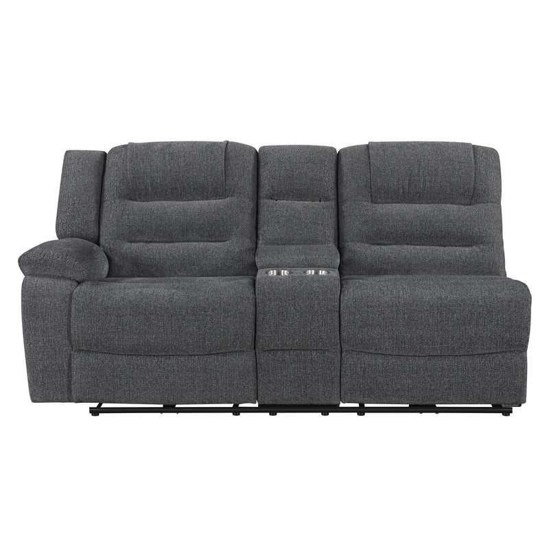 Redondo Laf Console Loveseat W/ 2 Recliners-Dk Gray