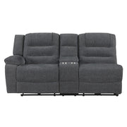 Redondo Laf Console Loveseat W/ 2 Recliners Pwr Fr-Dk Gray