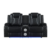 Orion Ii Console Loveseat W/ Dual Recliners-Black